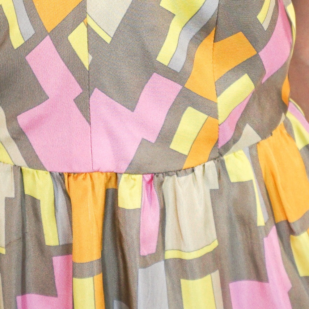 MILLY Color Block Abstract Dress Silk Mini Dress 4 - Picture 6 of 7